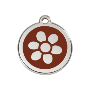 Brown Flower Dog ID Tag Medium