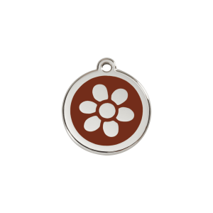 Brown Flower Cat ID Tag Small