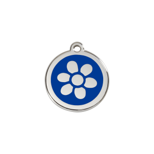 Dark Blue Flower Cat ID Tag Small