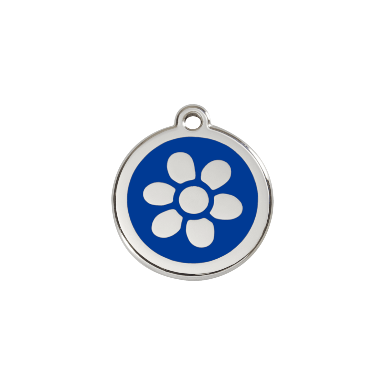 Vue avant - Médaille personnalisée pour chien/chat Red Dingo Émail/Acier inoxydable Bleu foncé - Size S