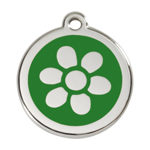 Green Flower Dog ID Tag Large