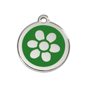 Green Flower Dog ID Tag Medium