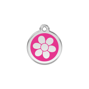 Bright Pink Flower Cat ID Tag Small