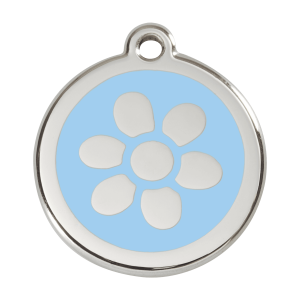 Light Blue Flower Dog ID Tag Large