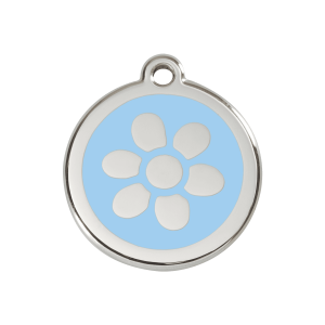 Light Blue Flower Dog ID Tag Medium