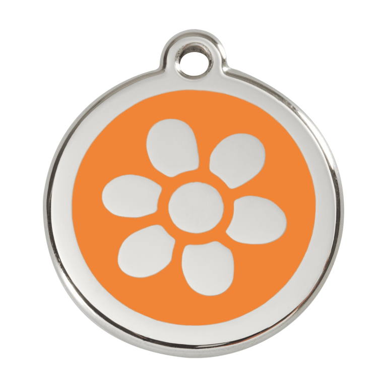 Vue avant - Médaille personnalisée pour chien Red Dingo Émail et acier inoxydable Orange - Size L