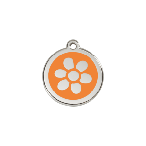 Orange Flower Cat ID Tag Small