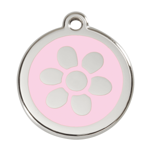 Pink Flower Dog ID Tag Large