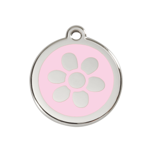 Pink Flower Dog ID Tag Medium