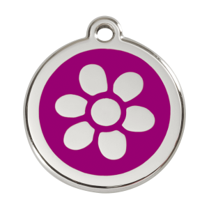 Purple Flower Dog ID Tag Large