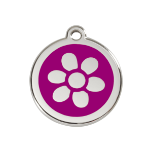 Purple Flower Dog ID Tag Medium