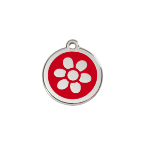 Red Flower Cat ID Tag Small