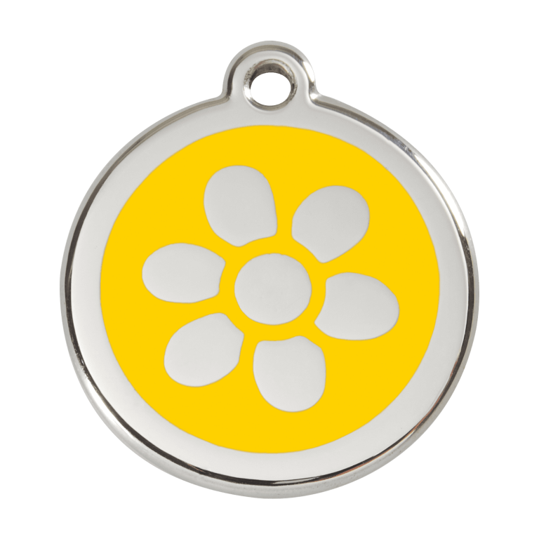 Vue avant - Médaille personnalisée pour chien Red Dingo Émail et acier inoxydable Jaune - Size L