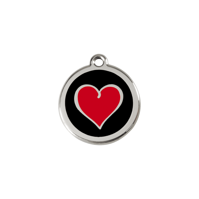 Vue avant - Médaille personnalisable pour chien/chat Red Dingo cœur noir - Size S 20.00mm - Gravure incluse