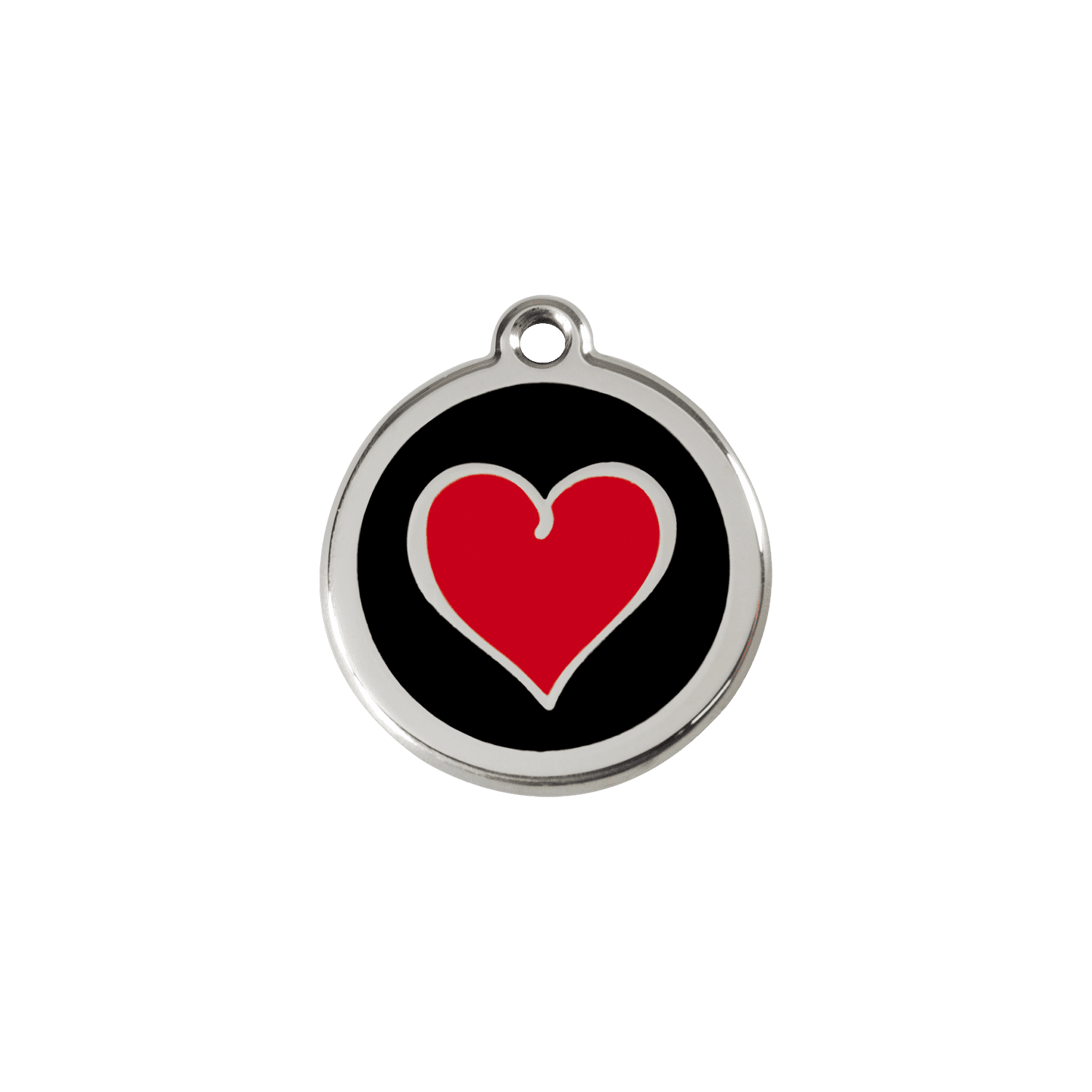 Vue avant - Médaille personnalisable pour chien/chat Red Dingo cœur noir - Size S 20.00mm - Gravure incluse