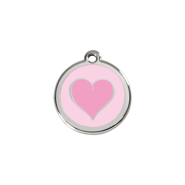Vue avant - Médaille personnalisée pour chien/chat Red Dingo cœur rose émail/acier inoxydable 20.00mm - Size S - Rose