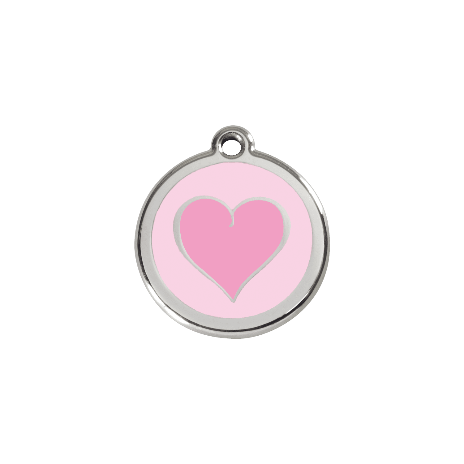 Vue avant - Médaille personnalisée pour chien/chat Red Dingo cœur rose émail/acier inoxydable 20.00mm - Size S - Rose