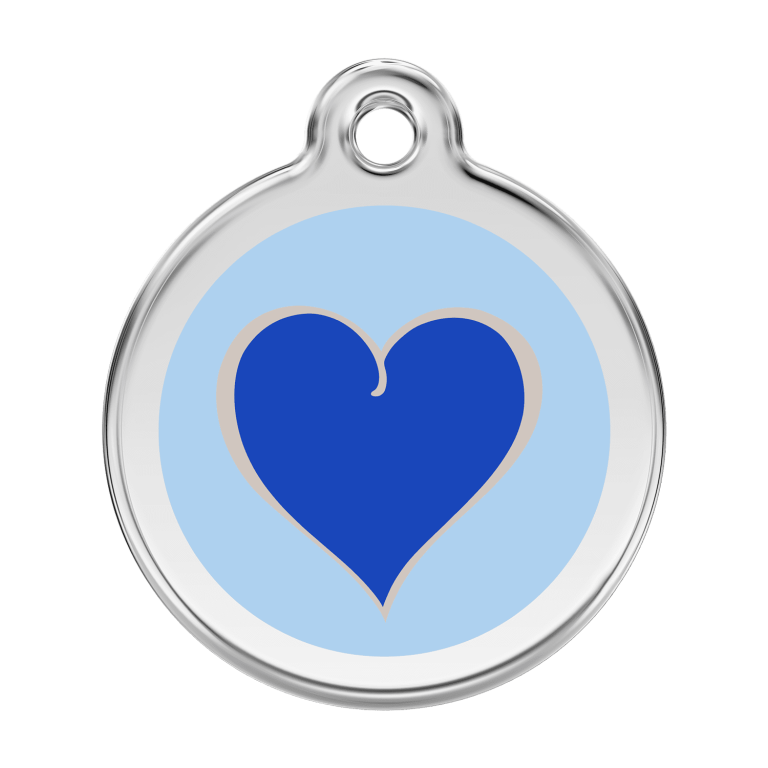 Vue avant - Médaille personnalisée pour chien Red Dingo - Coeur Marine - Size L