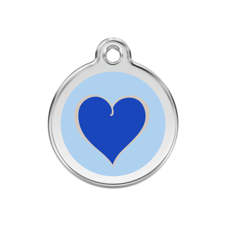 Vue avant - Médaille personnalisée pour chien/chat Red Dingo Émail et acier inoxydable - Coeur Marine 30.00mm
