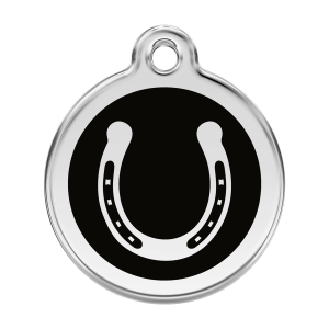 Black Horseshoe Dog ID Tag Large