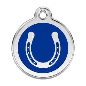 Dark Blue Horseshoe Dog ID Tag Large