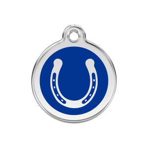 Dark Blue Horseshoe Dog ID Tag Medium