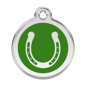 Green Horseshoe Dog ID Tag Large