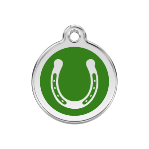 Green Horseshoe Dog ID Tag Medium