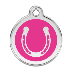 Bright Pink Horseshoe Dog ID Tag Large