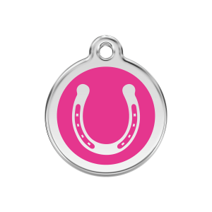 Bright Pink Horseshoe Dog ID Tag Medium