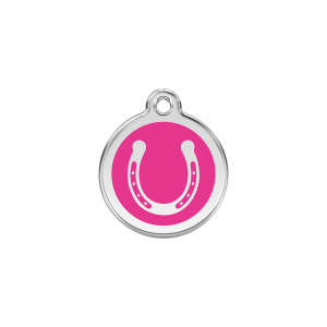 Bright Pink Horseshoe Cat ID Tag Small