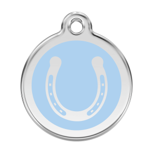 Light Blue Horseshoe Dog ID Tag Large