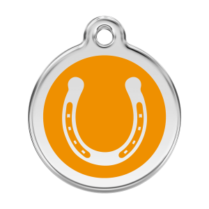 Orange Horseshoe Dog ID Tag Large