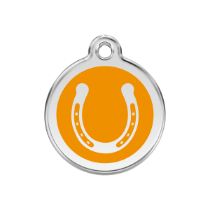 Orange Horseshoe Dog ID Tag Medium