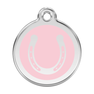 Pink Horseshoe Dog ID Tag Large