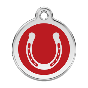Red Horseshoe Dog ID Tag Large