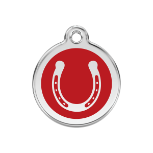 Red Horseshoe Dog ID Tag Medium