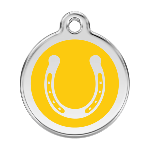 Yellow Horseshoe Dog ID Tag Large