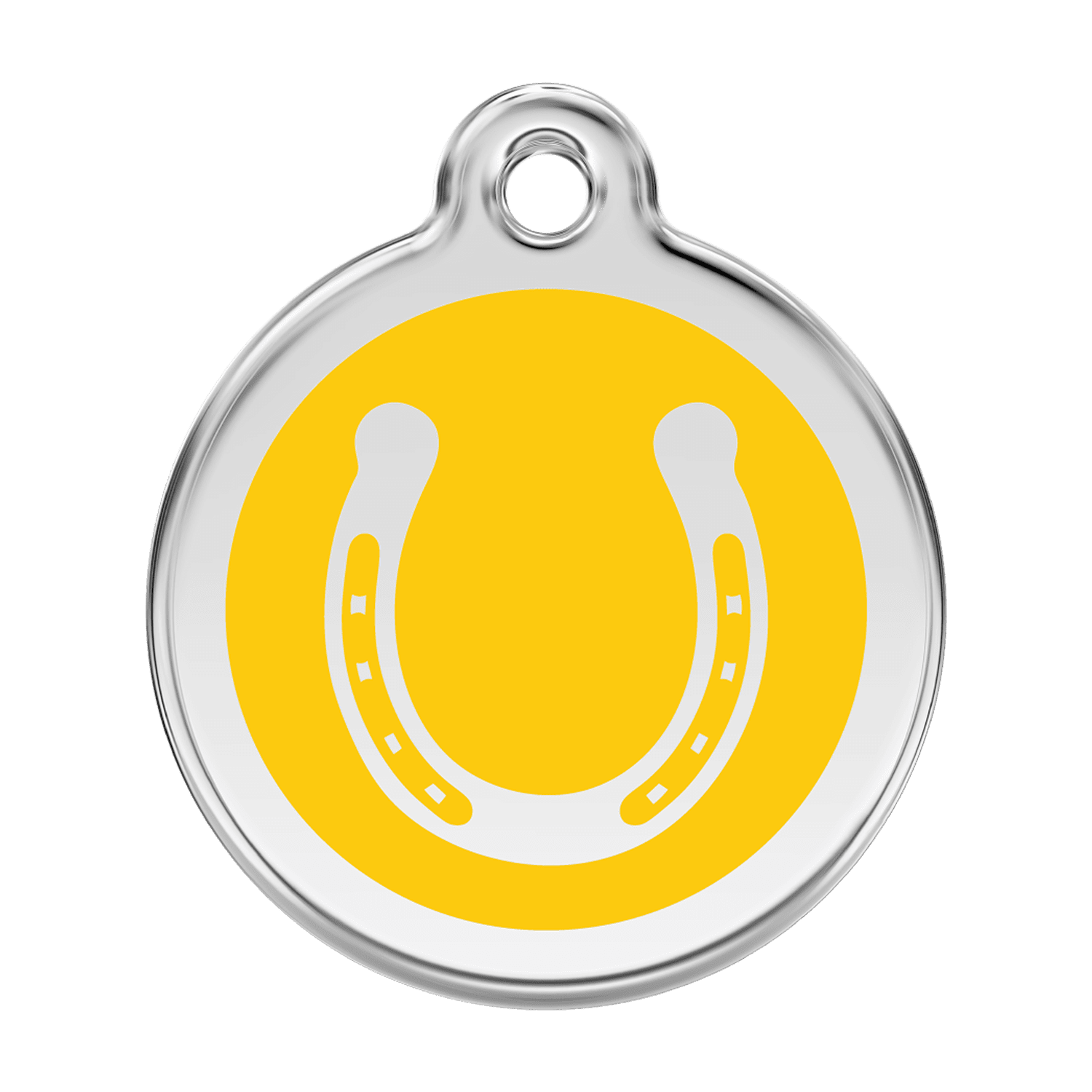Vue avant - Médaille personnalisée pour chien Red Dingo Émail et acier inoxydable Jaune Size L 38.00mm