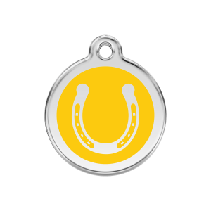 Yellow Horseshoe Dog ID Tag Medium