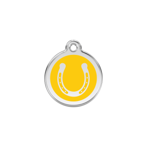Yellow Horseshoe Cat ID Tag Small 20mm Lightweight