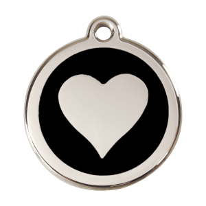 Black Heart Dog ID Tag Large