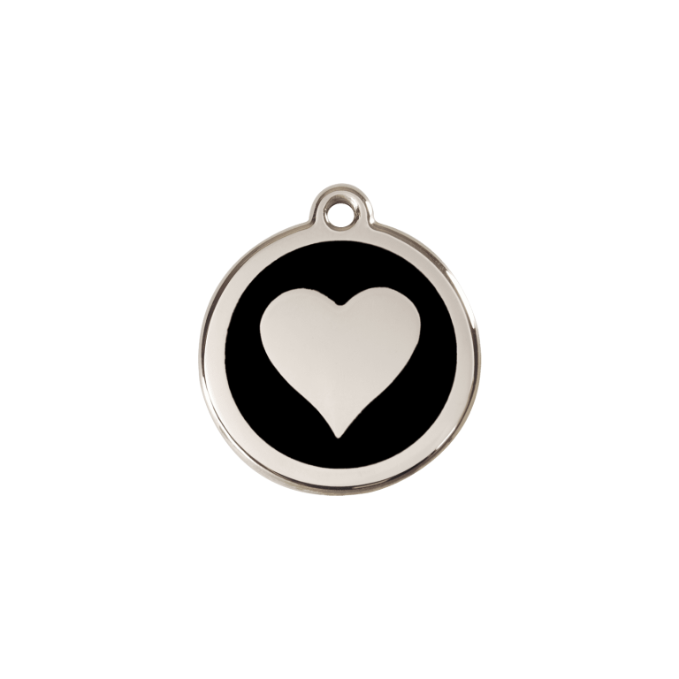 Vue avant - Médaille personnalisée pour chien/chat Red Dingo cœur noir S 20.00mm - 01-HT-BB-SM