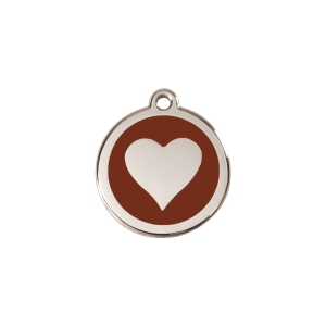 Brown Heart Cat or Small Dog ID Tag Small