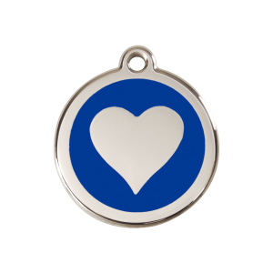 Dark Blue Heart Dog ID Tag Medium