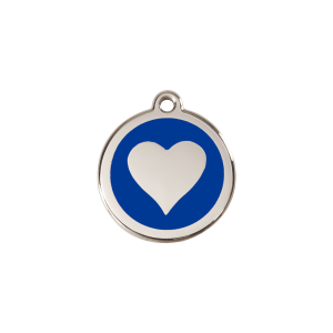 Dark Blue Heart Cat or Small Dog ID Tag Small