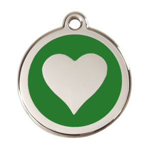 Green Heart Dog ID Tag Large