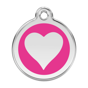 Bright Pink Heart Dog ID Tag Large