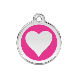 Bright Pink Heart Dog ID Tag Medium