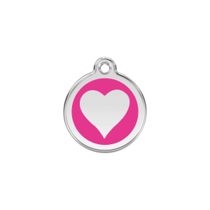 Bright Pink Heart Cat ID Tag Small